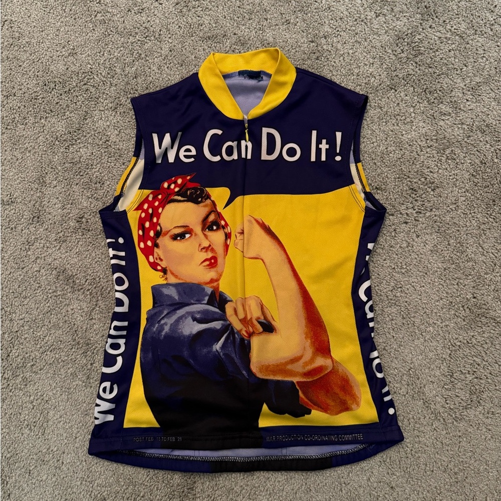 Sleeveless “We Can Do It”! Cycling Jersey L